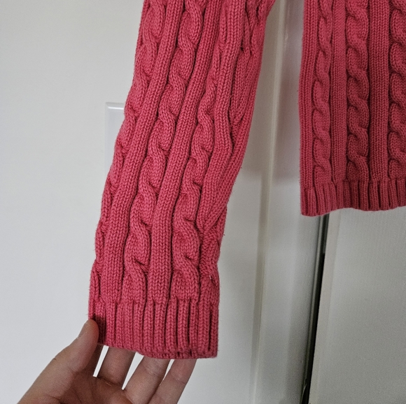 L.L. Bean Pink Zip-Up Vintage Sweater, Size M - Picture 3 of 6